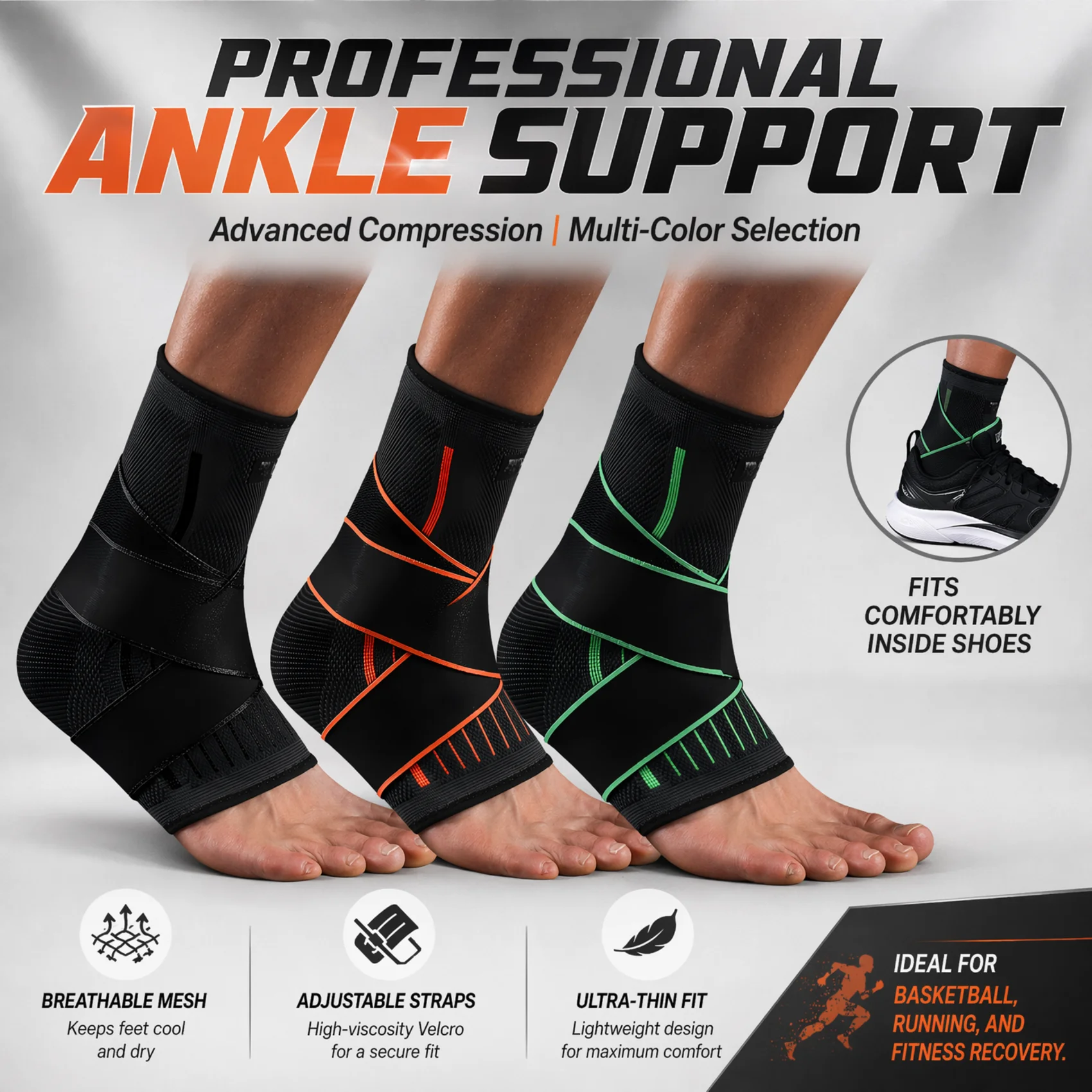 Ankle Mobility Band - Oddychający, kompresyjny stabilizator kostki, regulowany ochraniacz