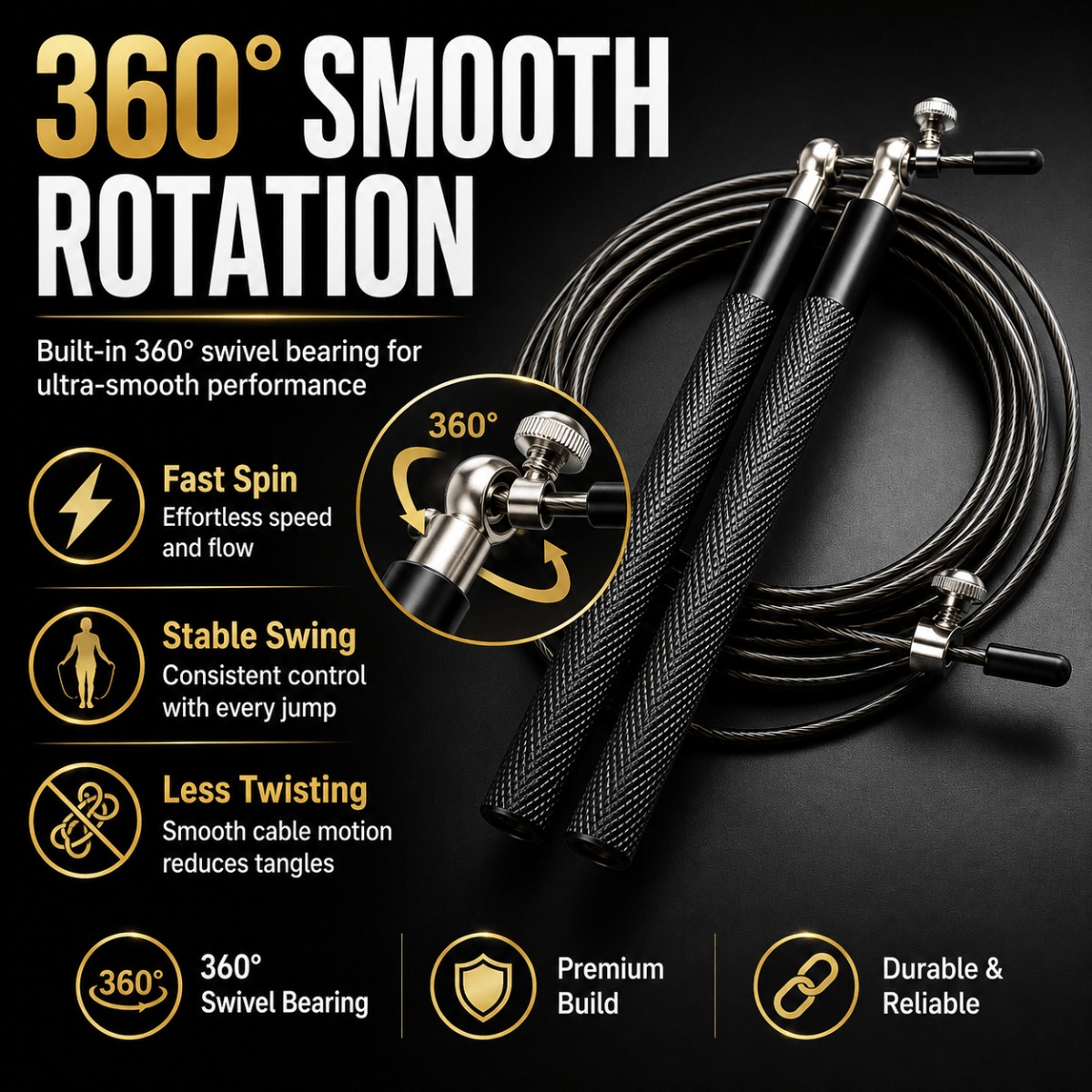Jump Rope Speed Bearing - Skakanka z łożyskami kulkowymi obracającymi się